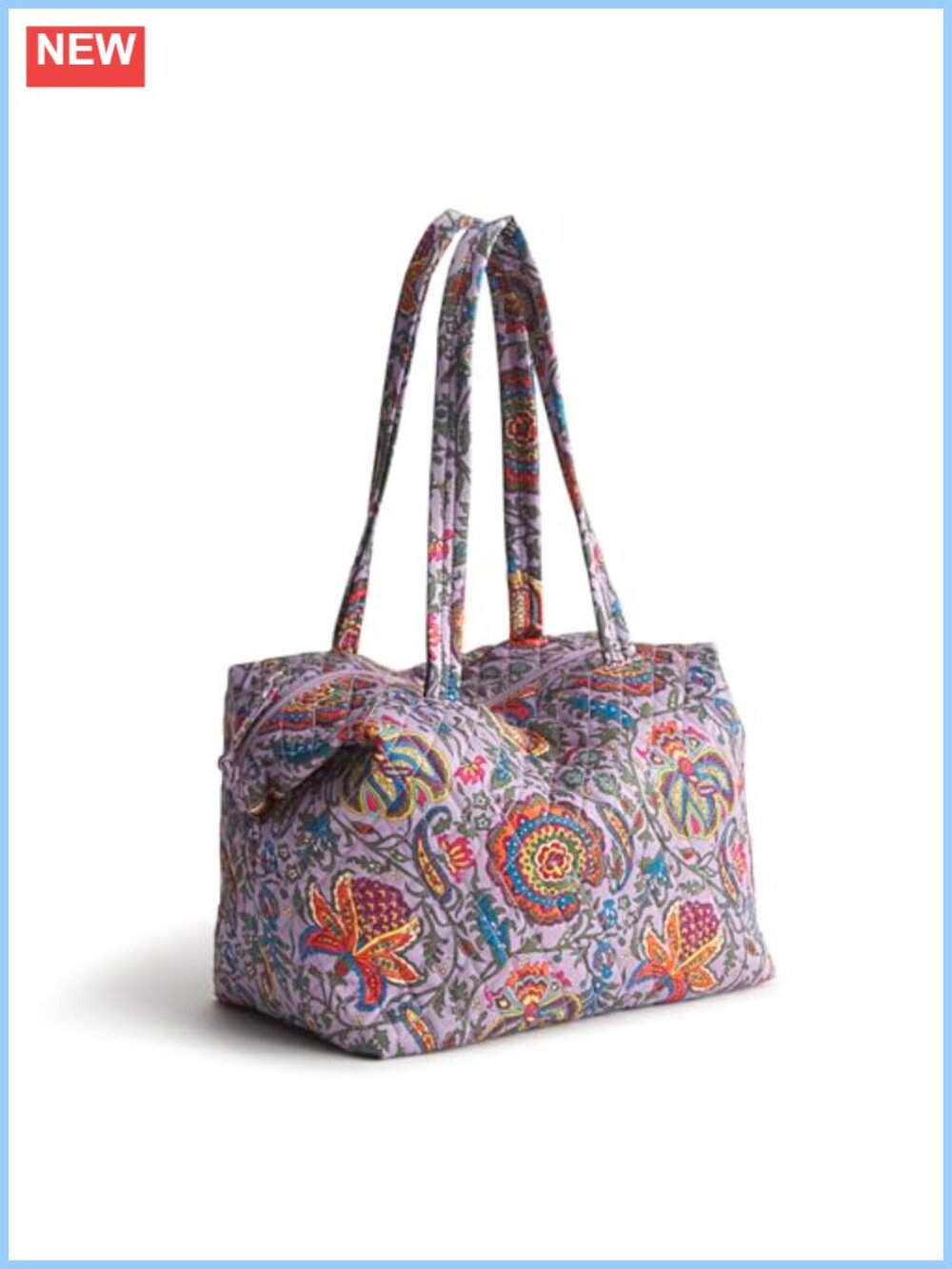 Quilted Cotton Shoulder Bag with Removable Crossbody Strap